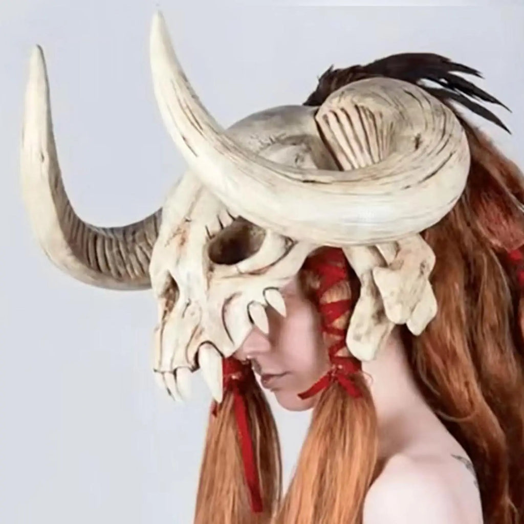 Masque Crâne Chamanique avec Cornes Géantes