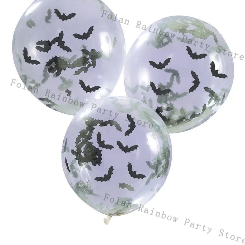 Ballons Transparents à Confetti Chauve-souris Noir