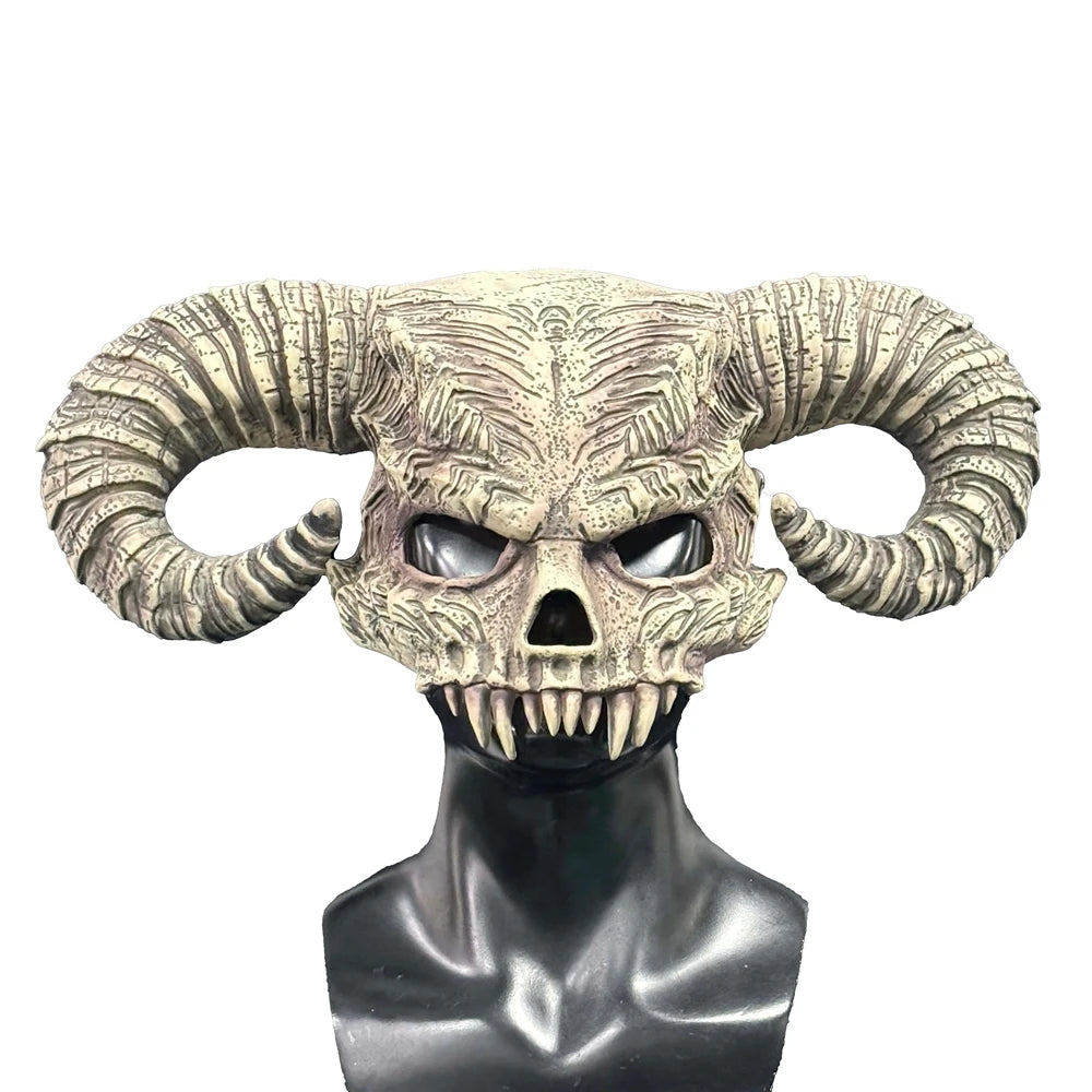 Masque de Crâne à Cornes de Démon en Latex