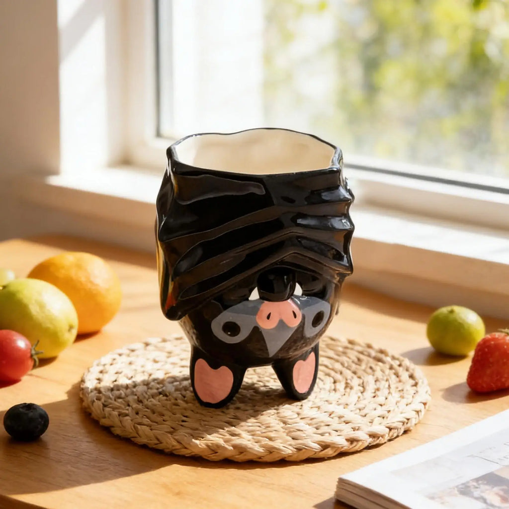 Mug Chauve-Souris en Céramique Noir Brillant