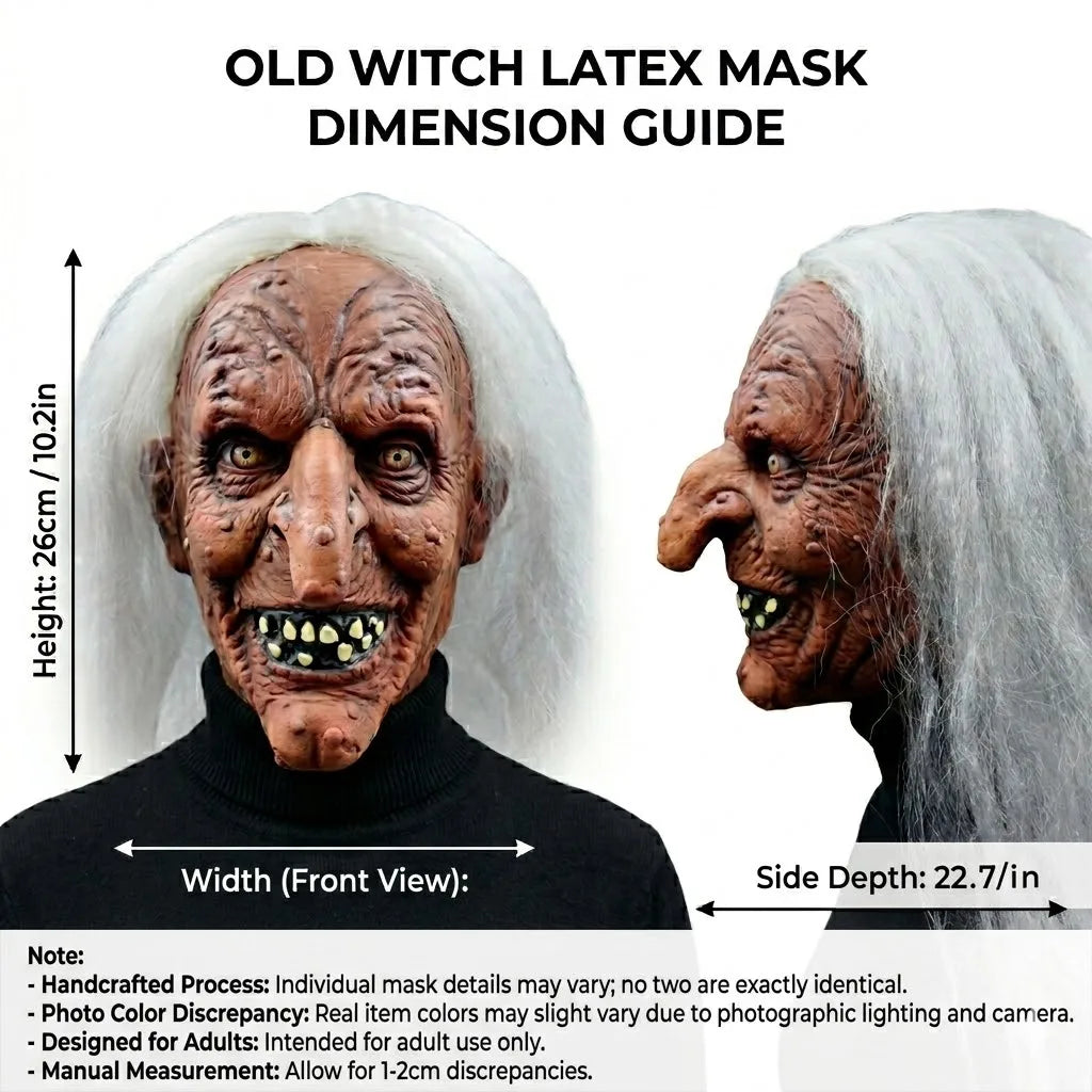 Masque Horrifique de Sorcière à Nez Crochu Réaliste