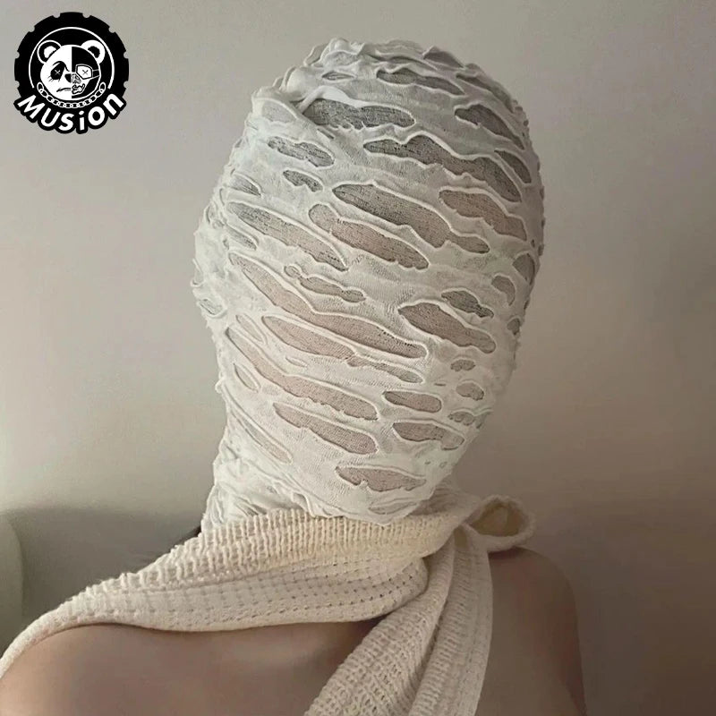 Masque Intégral Noir en Tissu Effet Déchiré