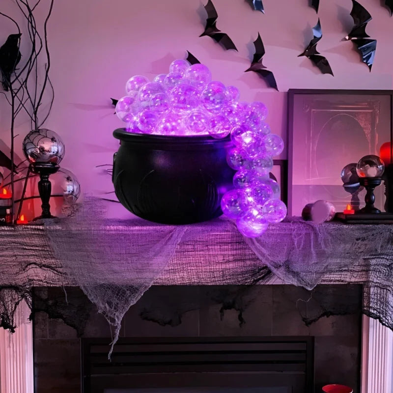Chaudron d'Halloween à Bulles Lumineuses Violettes