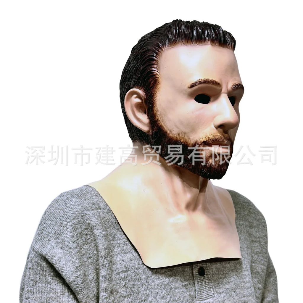 Masque en Silicone Homme Âgé Réaliste Moustache Grise
