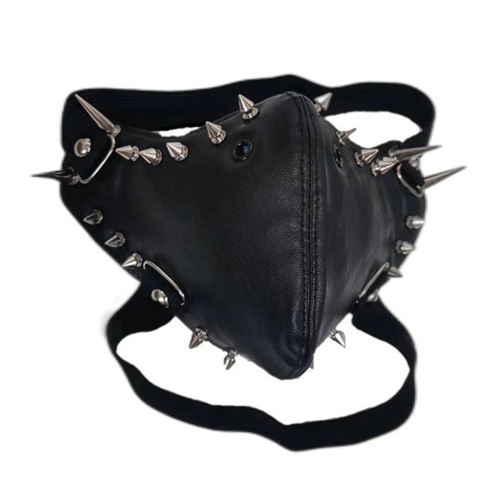 Masque Facial Punk Noir à Pointes Métalliques