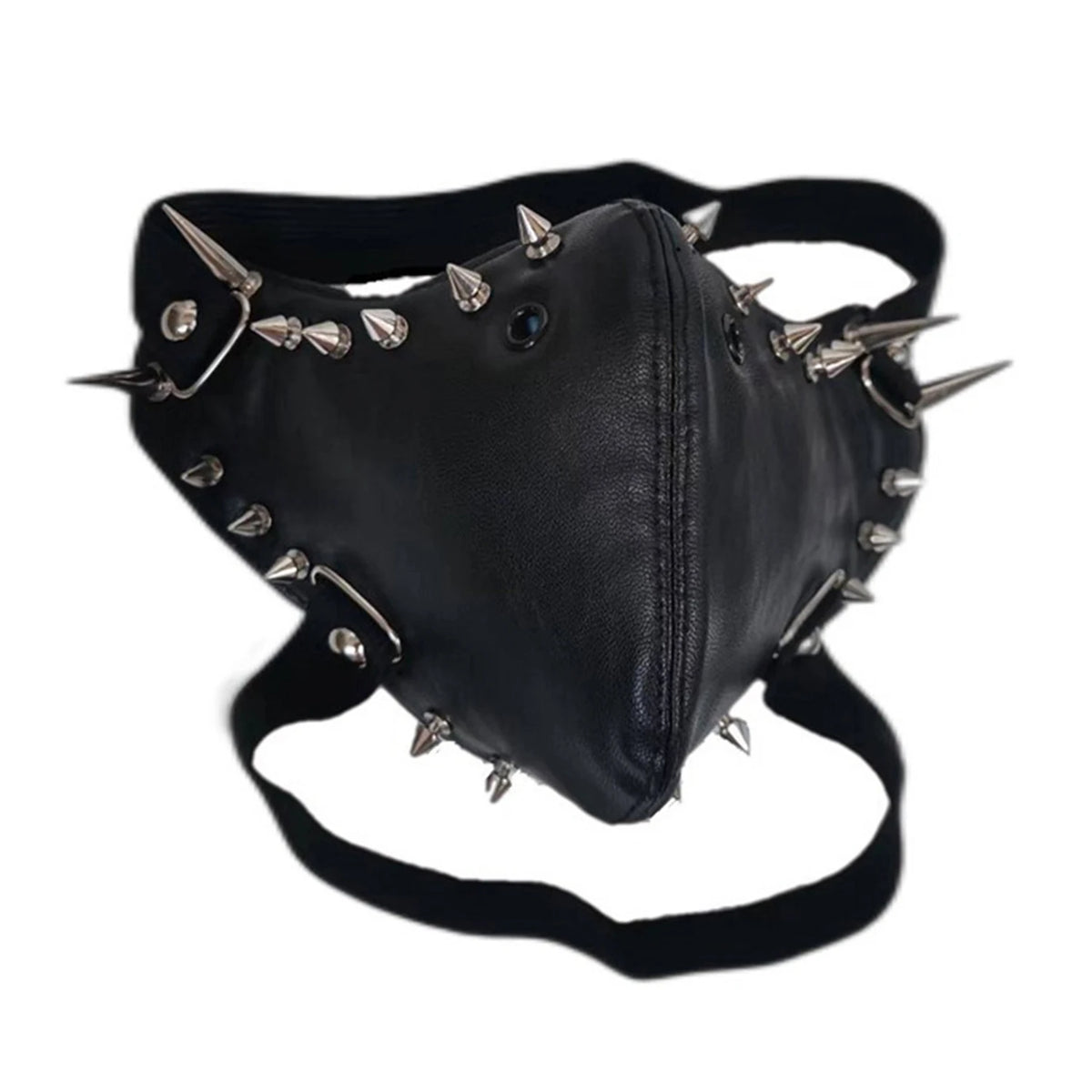 Masque Facial Punk Noir à Pointes Métalliques