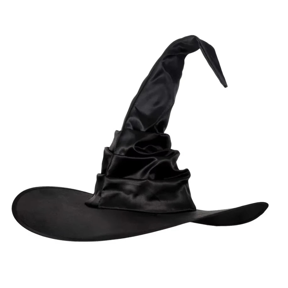 Chapeau de Sorcière Noir Segmenté à Large Bord