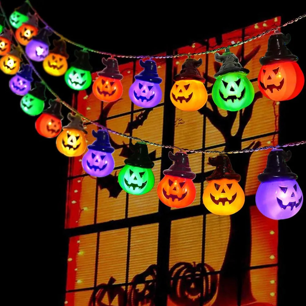 Guirlande Lumineuse à Citrouilles Multicolores d'Halloween