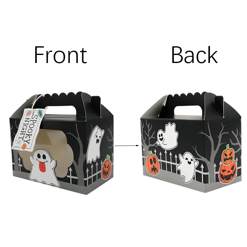 Lot de 4 Boîtes à Friandises d'Halloween avec Fenêtre