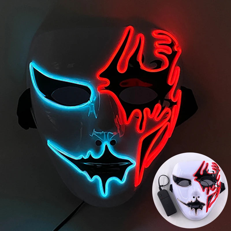 Masque Lumineux Horreur Purge Vert et Jaune Fluo