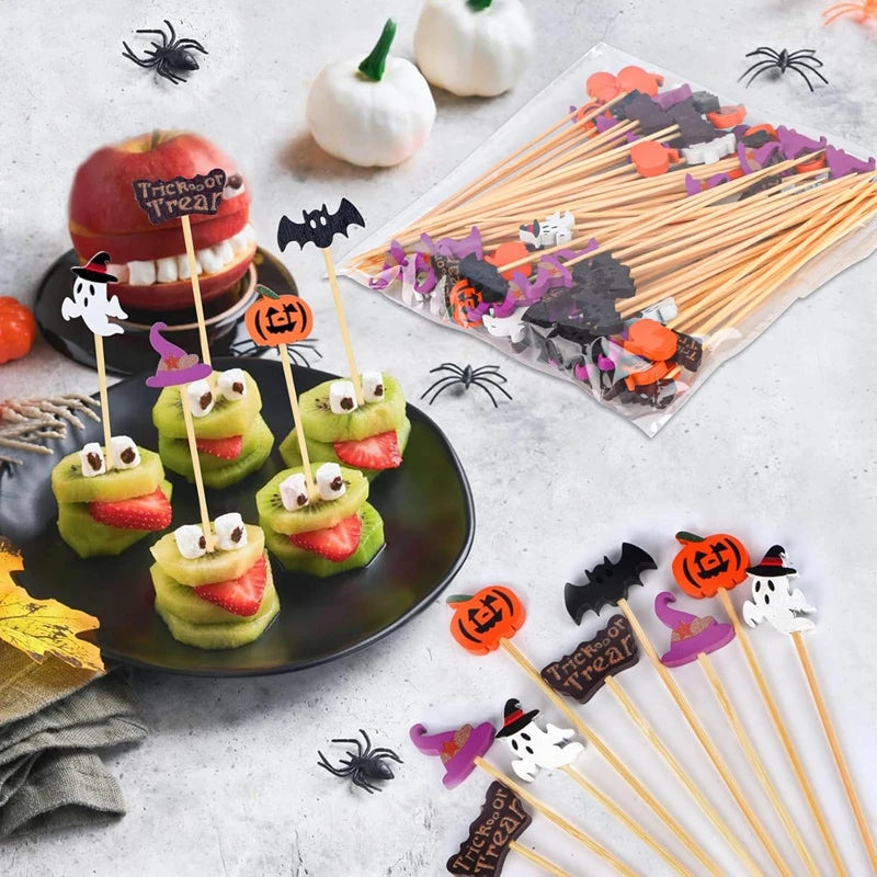 Pics à Gâteau Halloween Citrouille, Fantôme, Chapeau