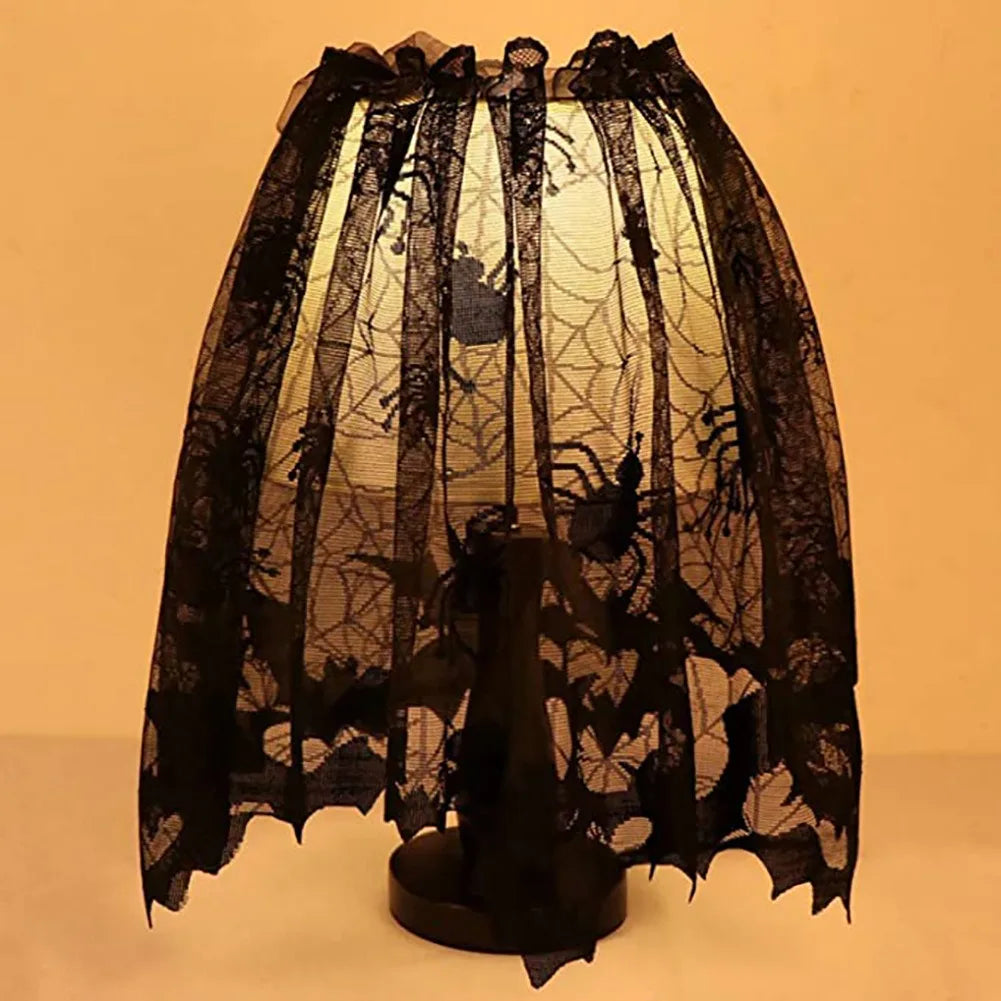 Abat-jour Halloween en Dentelle Noire Toile d'Araignée