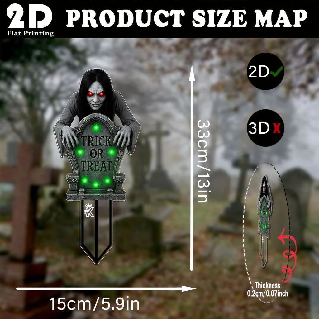 Piquet de Jardin Halloween Tombe Goule aux Yeux Rouges