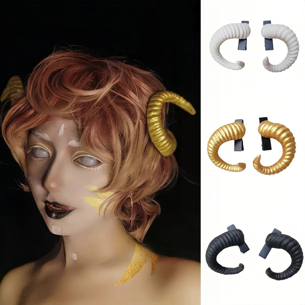 Cornes de Bélier Texturées à Clip pour Cosplay