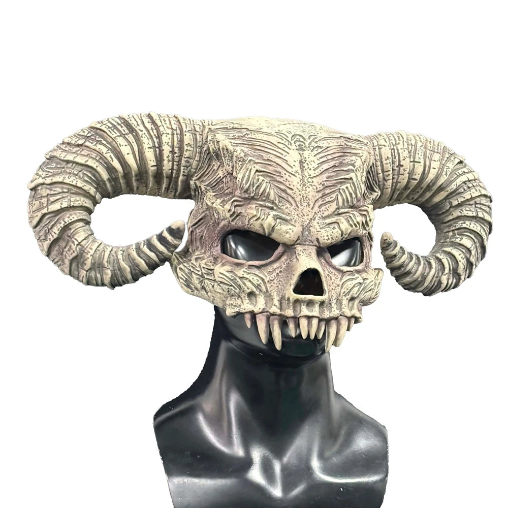 Masque de Crâne à Cornes de Démon en Latex