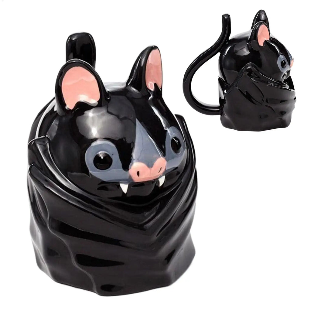 Mug Chauve-Souris en Céramique Noir Brillant