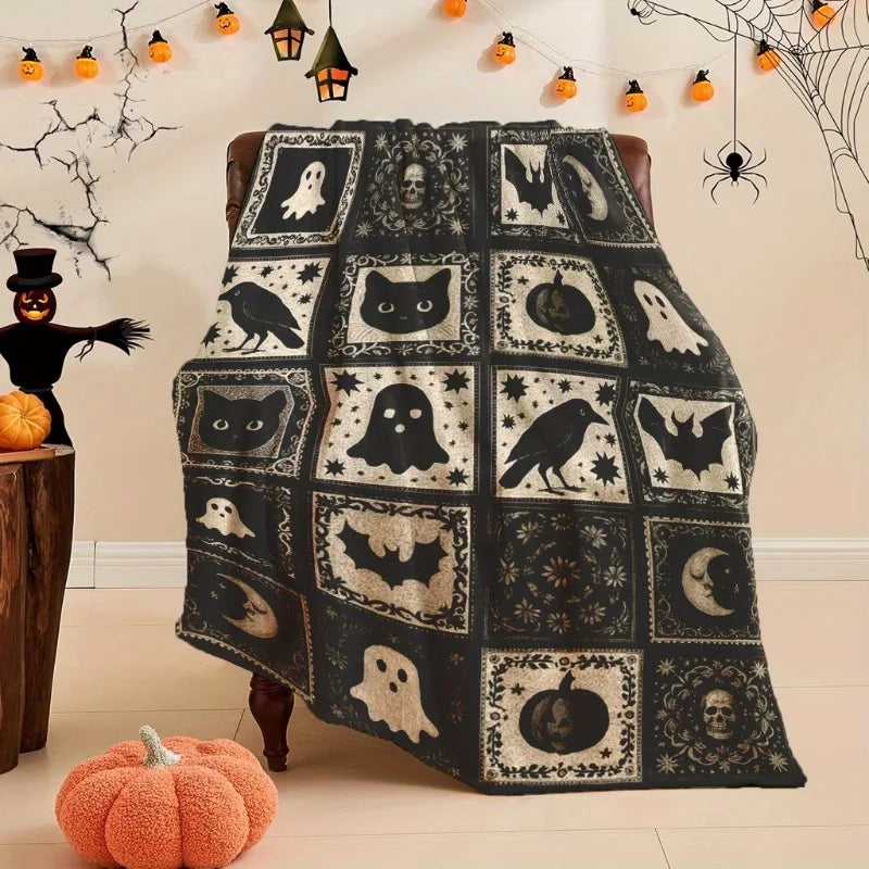 Plaid Halloween à Carreaux Vintage Noir et Crème
