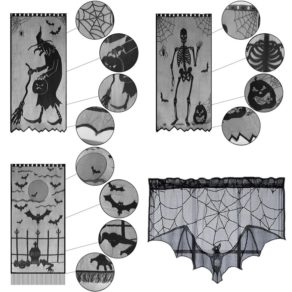 Kit de Décoration Halloween Toiles d'Araignée et Chauves-Souris
