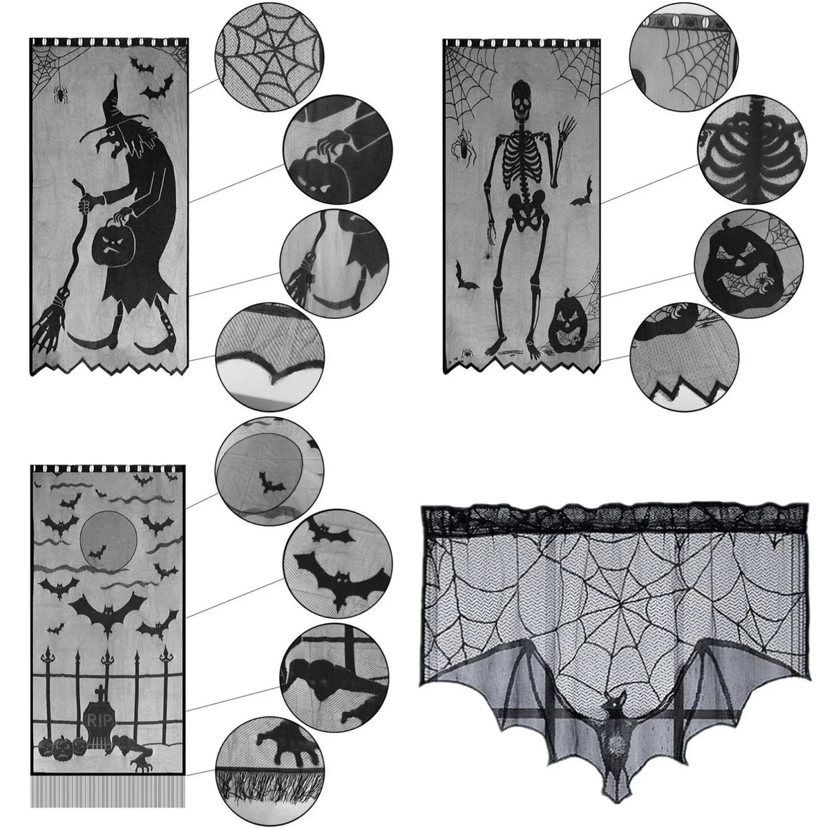 Kit de Décoration Halloween Toiles d'Araignée et Chauves-Souris