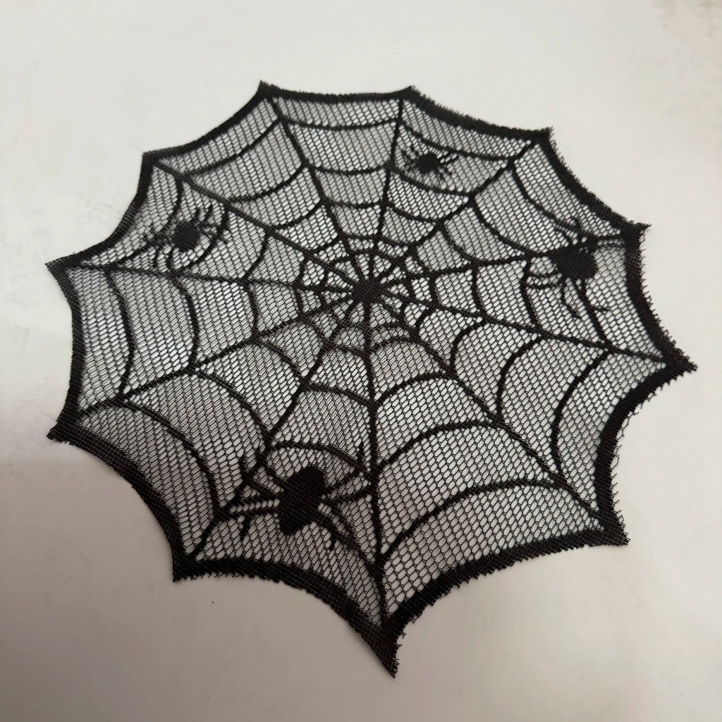 Set de Table d'Halloween en Toile d'Araignée Noire