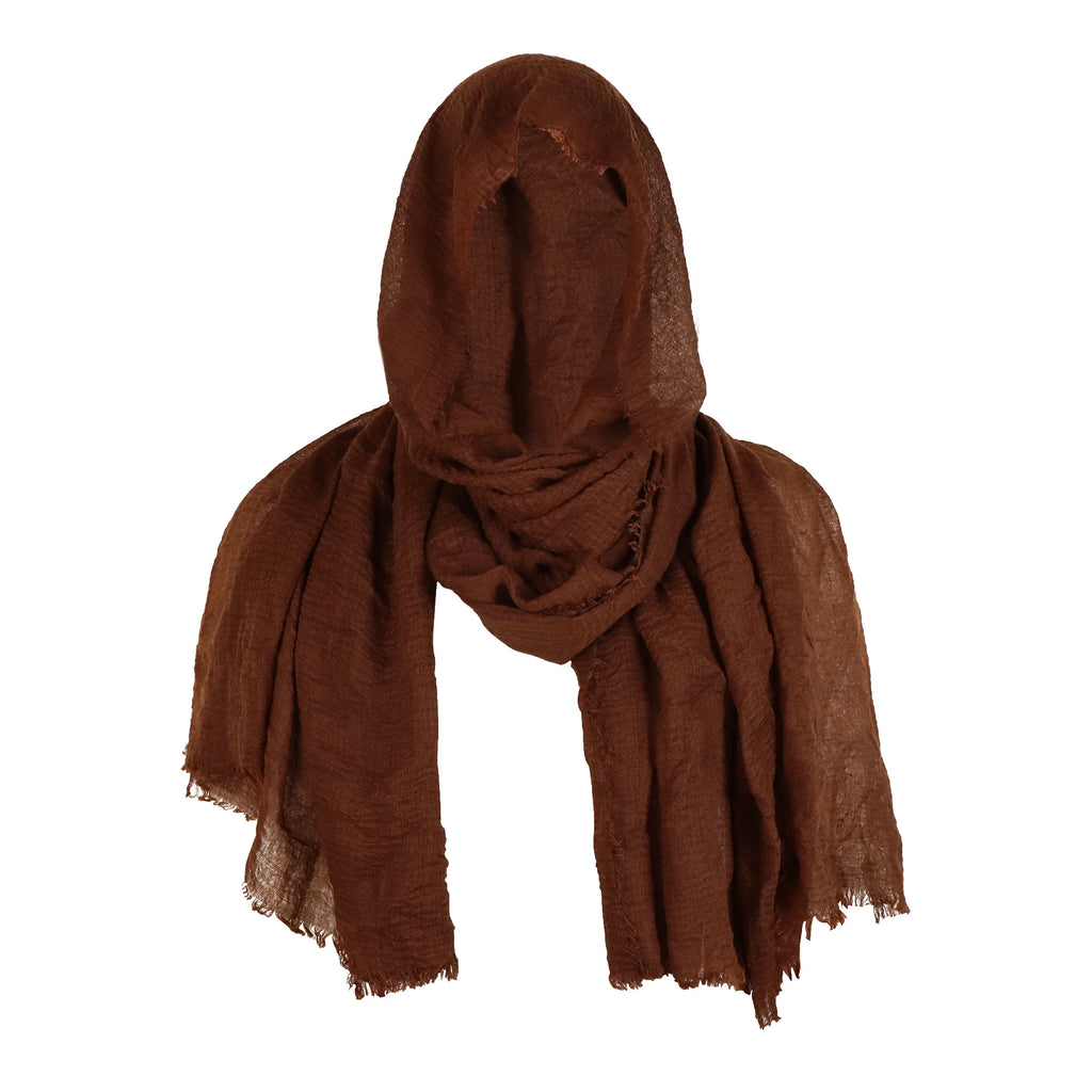 Foulard à Capuche en Tissu Froissé Marron Foncé