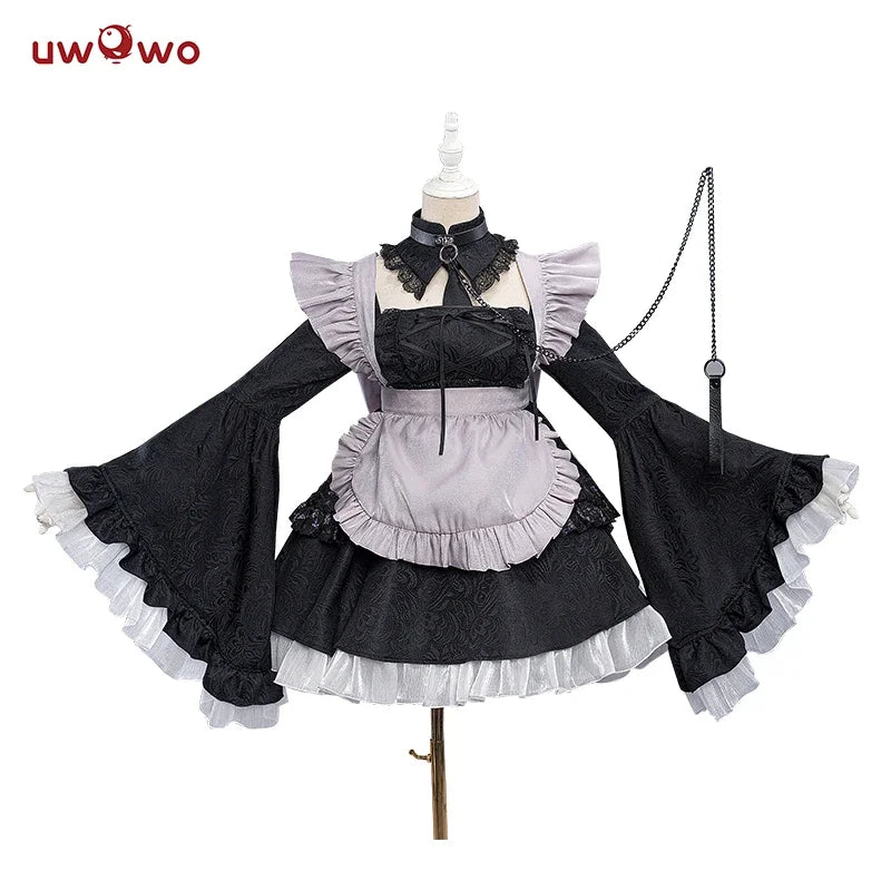 Robe de Soubrette Gothique Noire à Manches Cloche