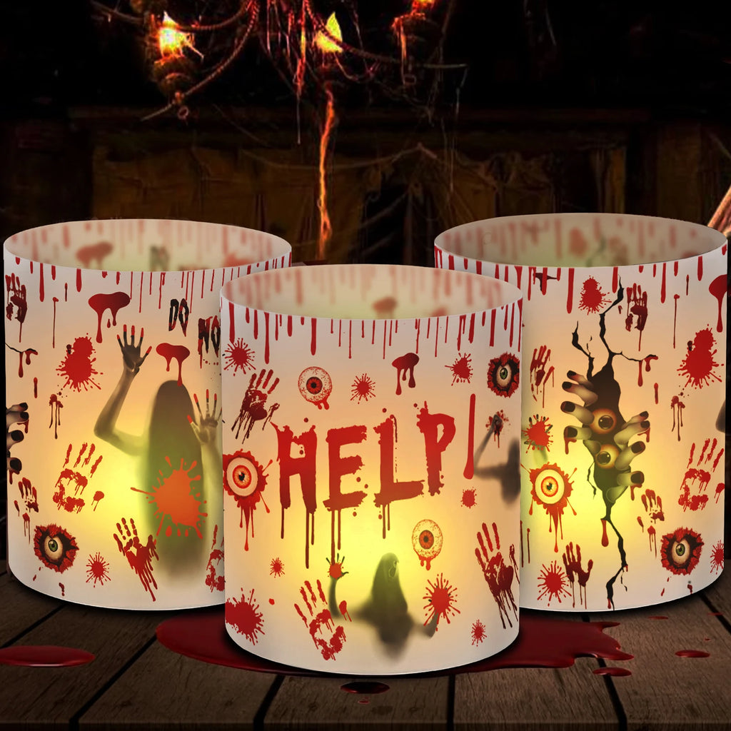 Bougies LED d'Halloween Horreur à Mains et Yeux Sanglants