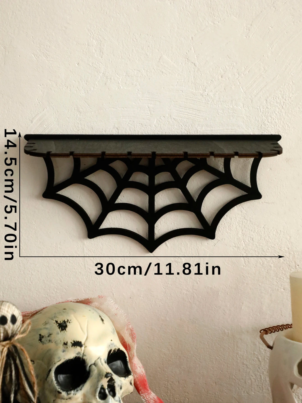 Étagère Murale Gothique en Bois Noir Chauve-Souris