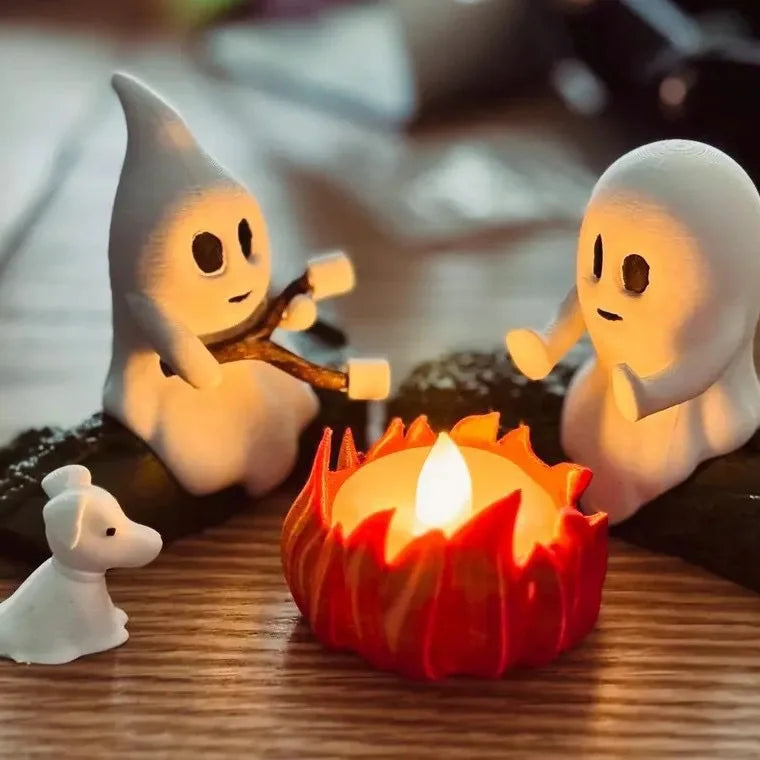 Décoration d'Halloween Fantômes au Feu de Camp LED