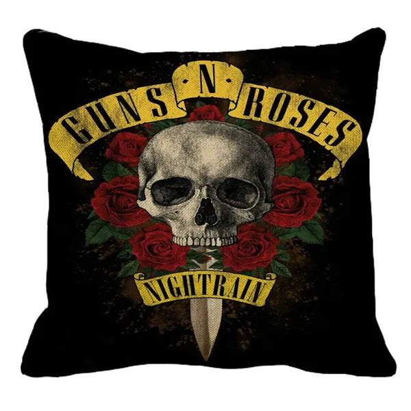 Housse de Coussin Rock Guns N' Roses Crâne et Roses