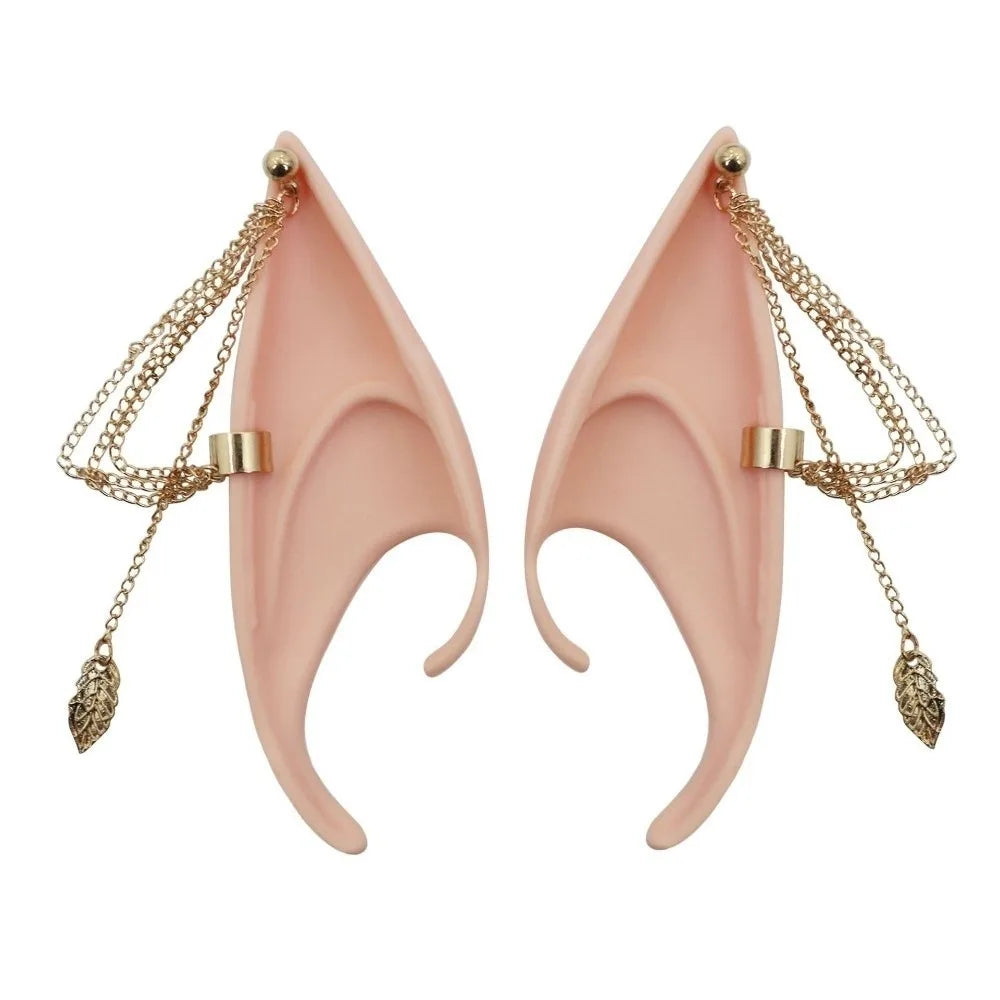 Oreilles d'Elfe en Silicone Rose Chair à Croix et Chaînes