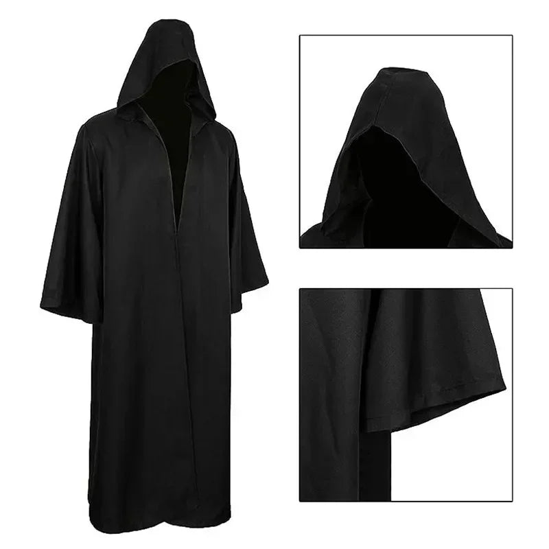 Cape Noire à Capuche Pointue et Manches Larges