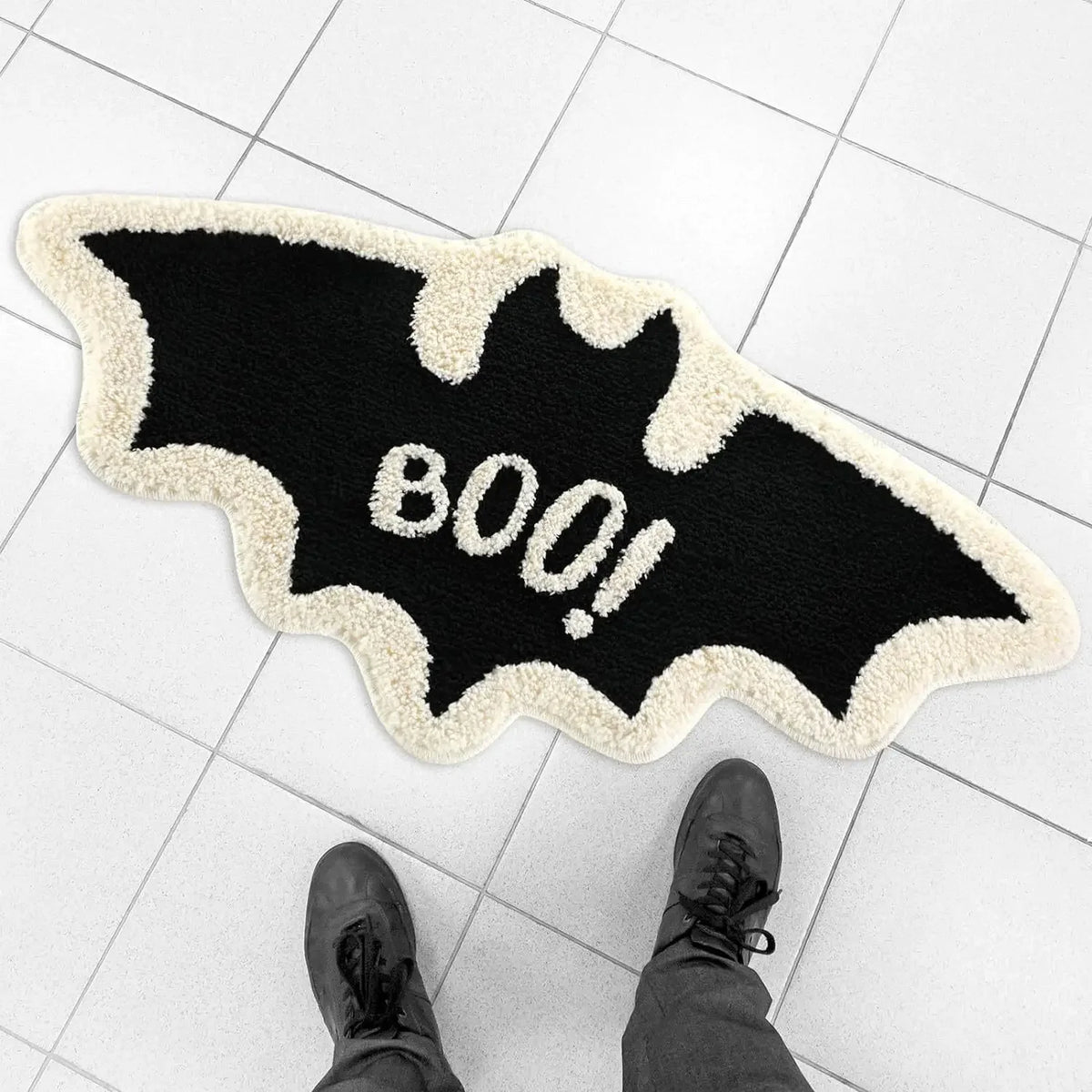 Tapis d'Intérieur Chauve-Souris Squelette Noir