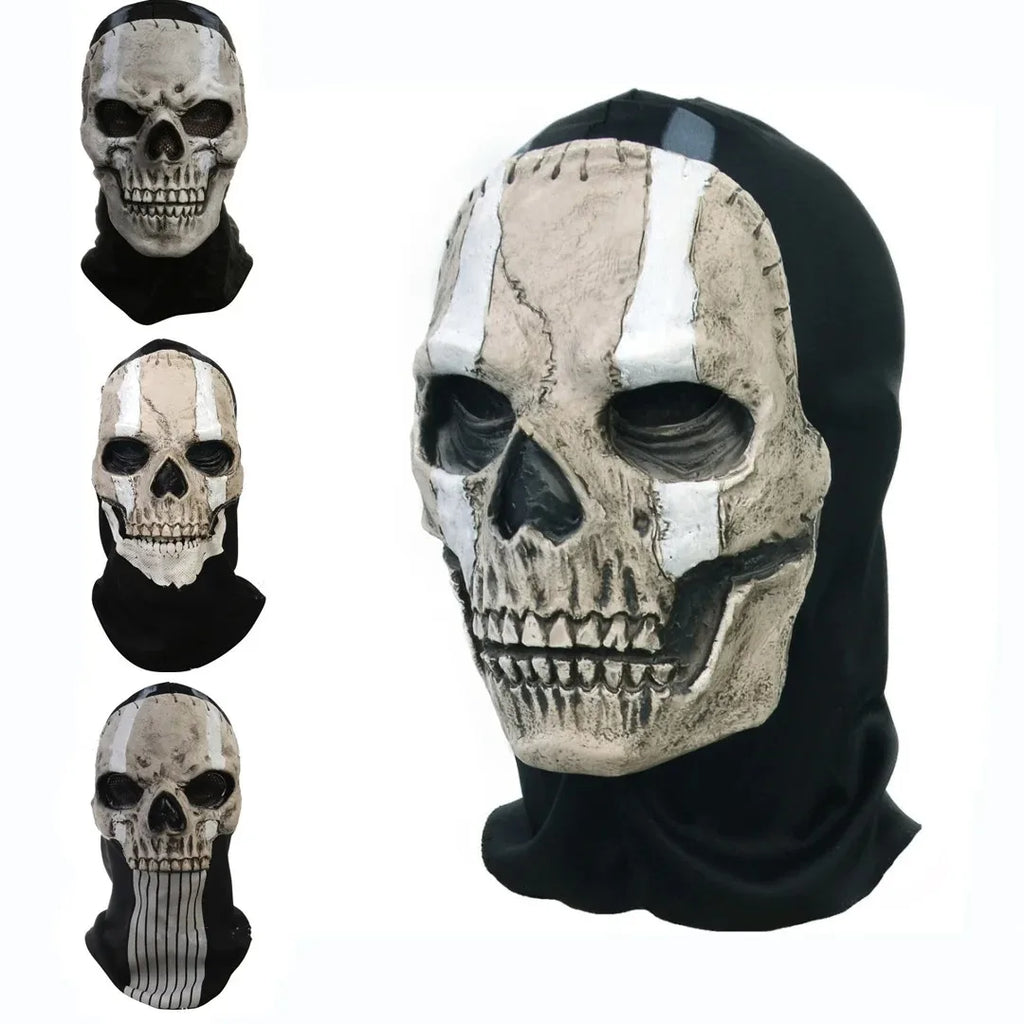 Masque Cagoule Crâne Vieilli à Marques Blanches