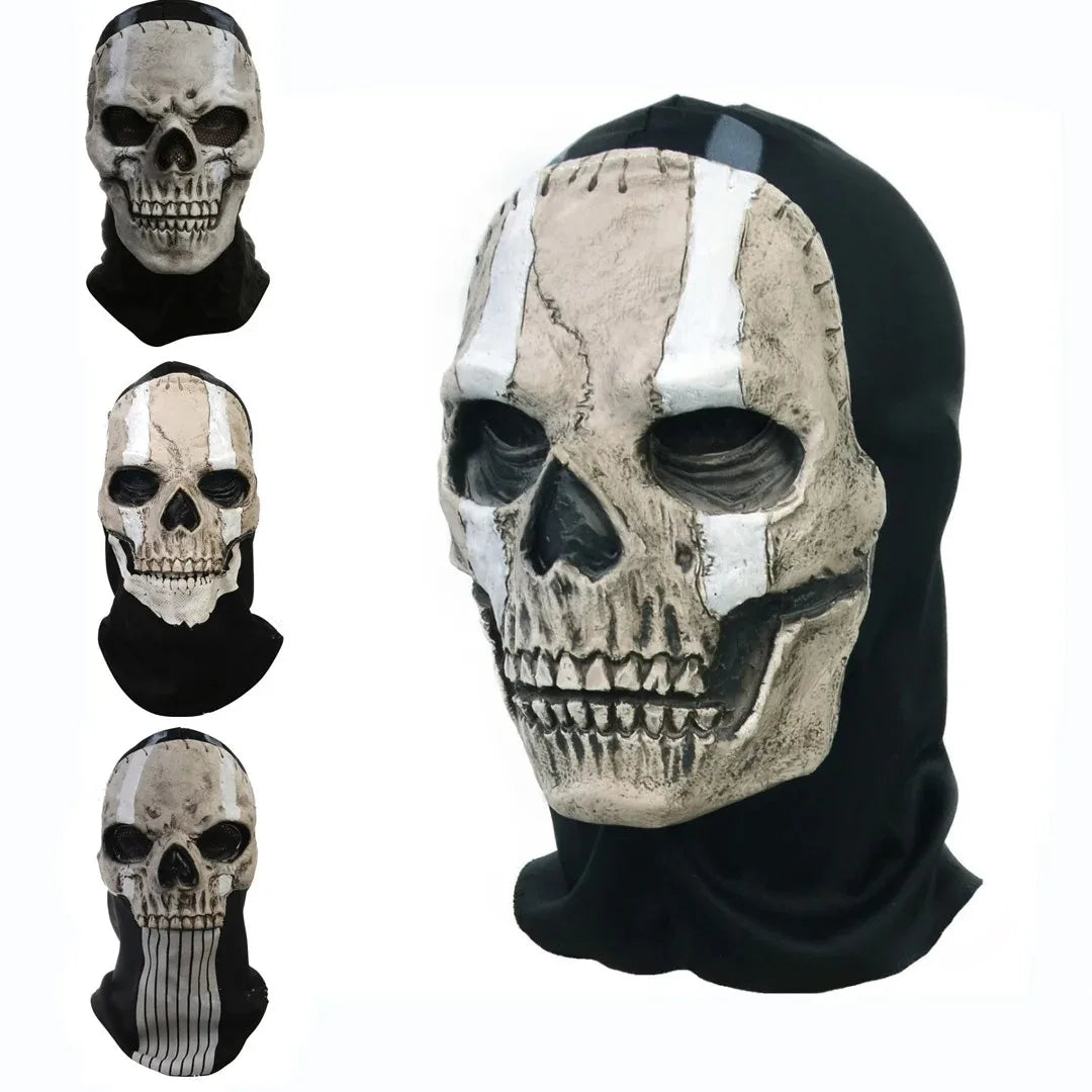 Masque Cagoule Crâne Vieilli à Marques Blanches