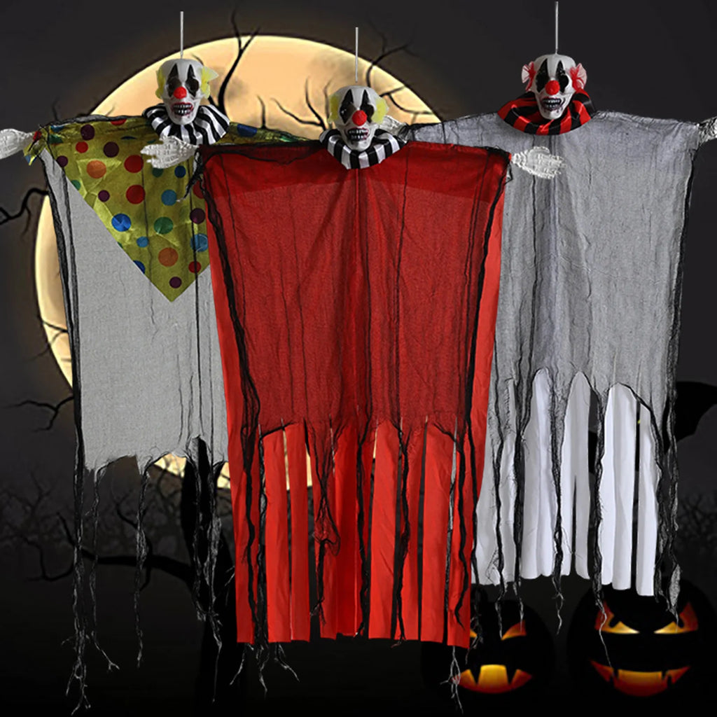 Suspension Clown Crâne Horreur à Mains Articulées Rouge