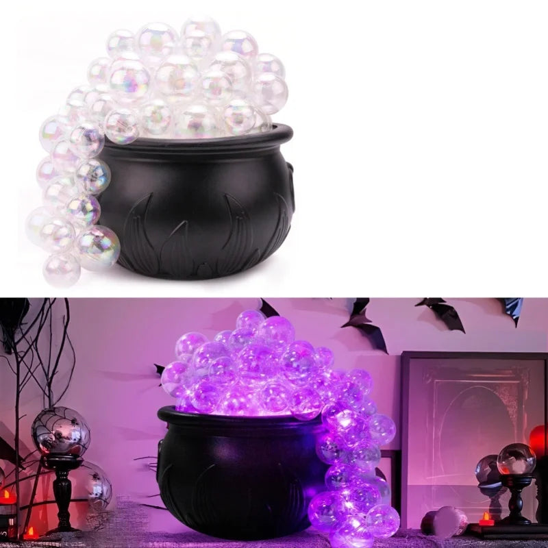 Chaudron d'Halloween à Bulles Lumineuses Violettes