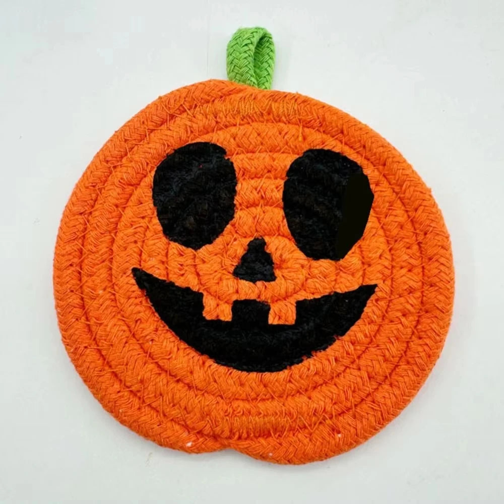 Sous-verres Citrouille Halloween en Tissu Orange