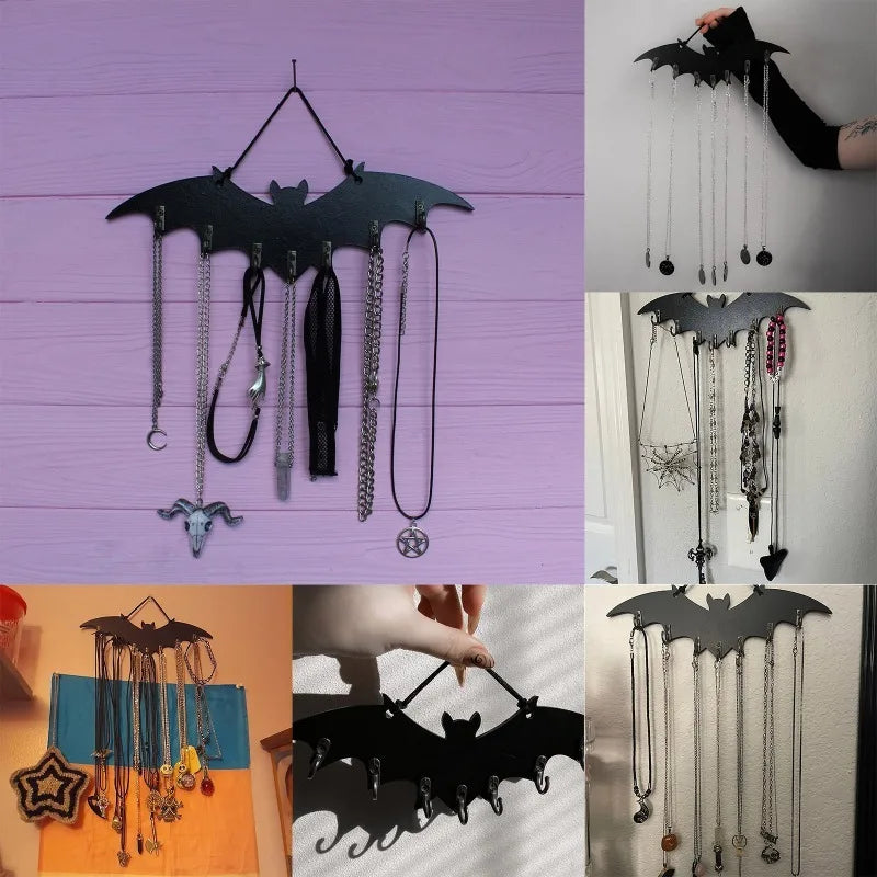 Patère Murale Chauve-Souris Noire en Métal