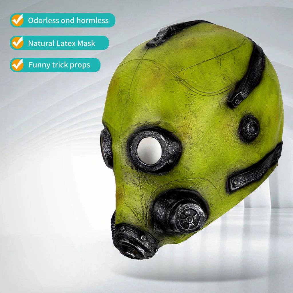 Masque à Gaz en Latex Vert Acide Vieilli