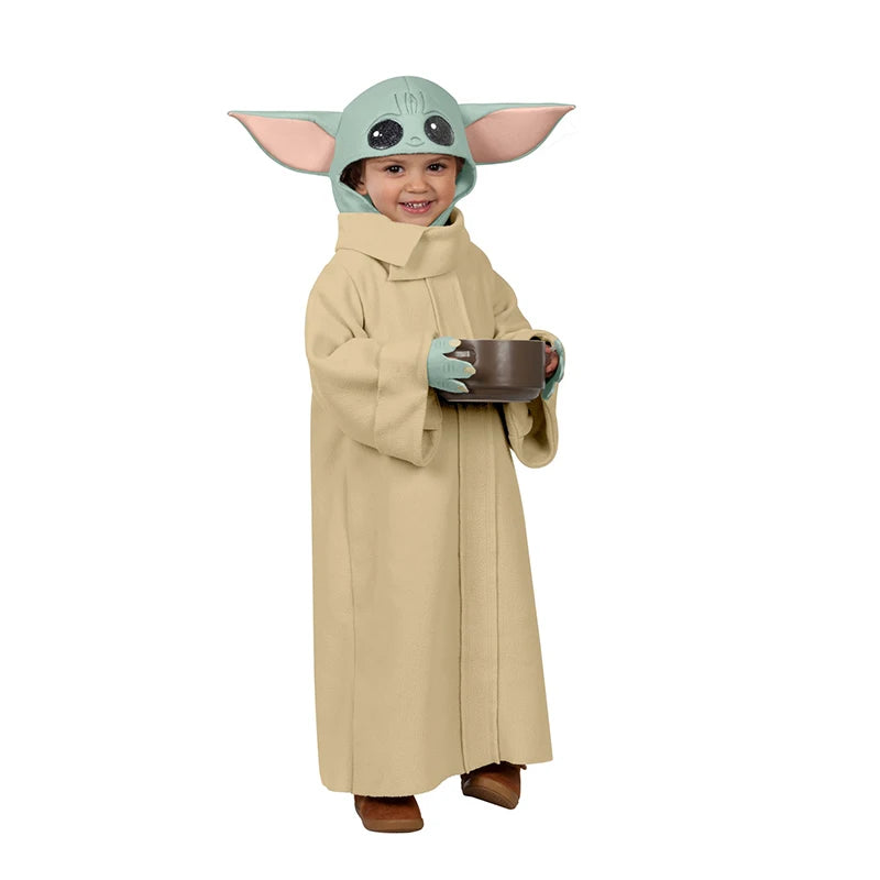 Déguisement Enfant Grogu à Robe Crème et Capuche Peluche