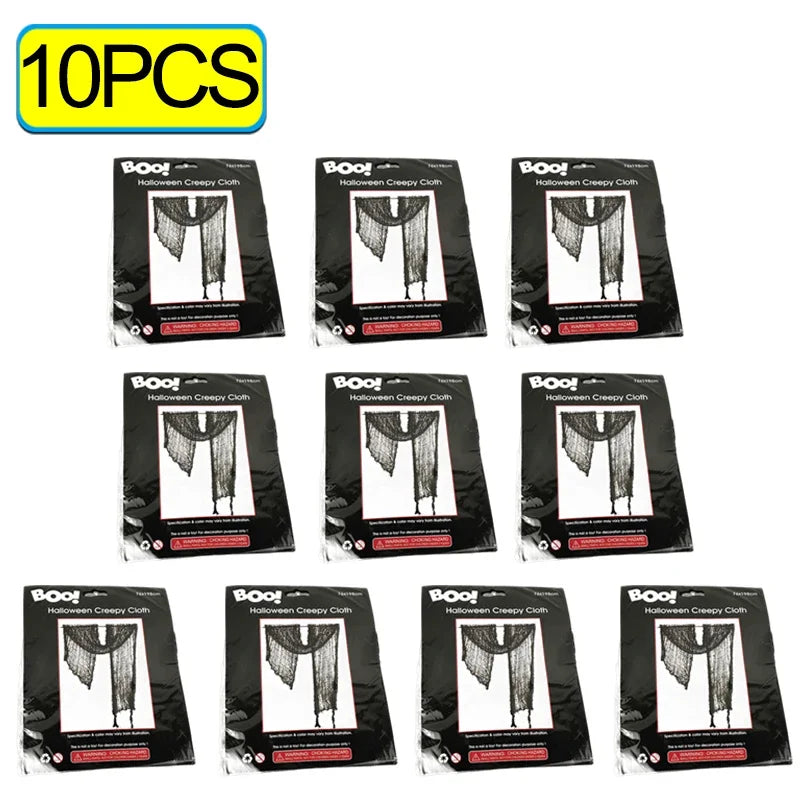 Tissu d'Épouvante Noir Déchiré, Lot de 10