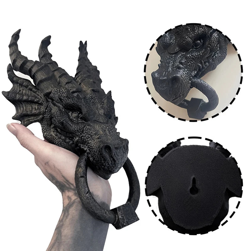 Heurtoir de Porte Dragon en Résine Gris Anthracite