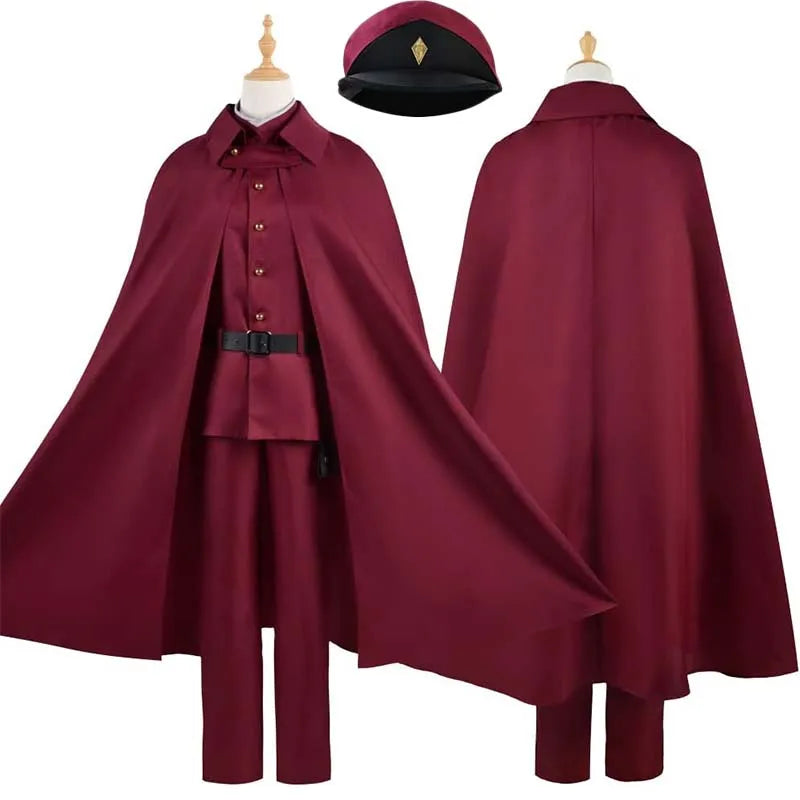 Costume de Cosplay Officier Bordeaux avec Cape
