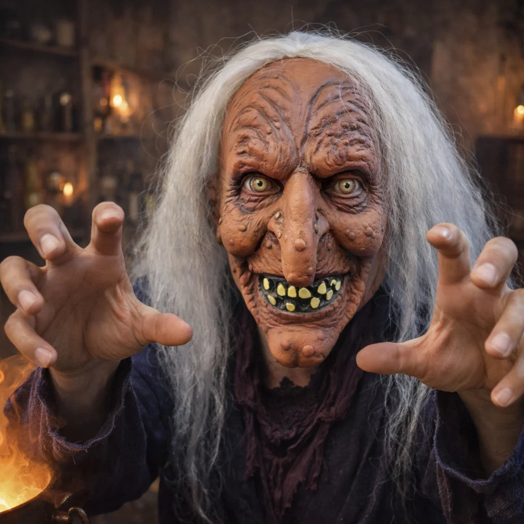 Masque Horrifique de Sorcière à Nez Crochu Réaliste